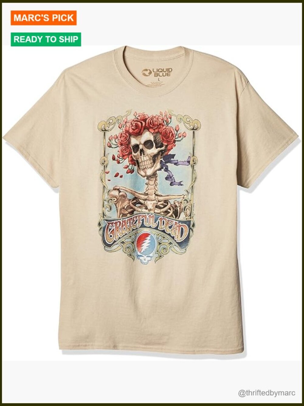 Grateful Dead Graphic T-Shirt, Cotton Crew Neck, Short Sleeve